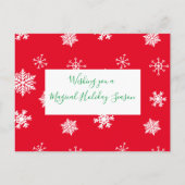 Vrolijk kerstfeest, Cartoon Elf, feestelijke fotok Briefkaart (Achterkant)