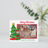 Vrolijk kerstfeest, Cartoon Elf, feestelijke fotok Briefkaart (Staand voorkant)