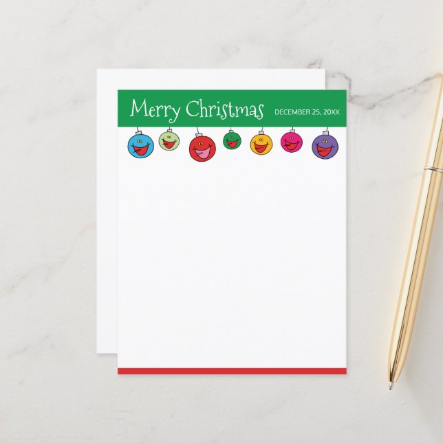 Vrolijk Kerstfeest Cartoon Ornament Illustratie (Voorkant / Achterkant in situ)