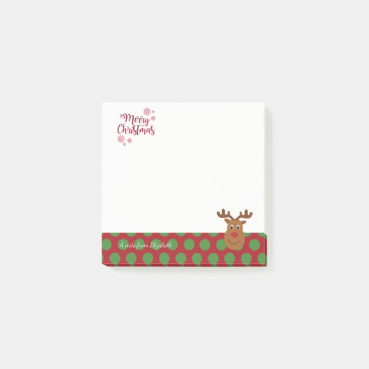Vrolijk kerstfeest, Cartoon rendiergepersonaliseer Post-it® Notes (Voorkant)