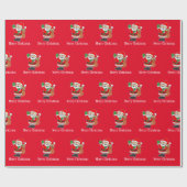 Vrolijk kerstfeest Cartoon Santa Red Cadeaupapier (Vlak)