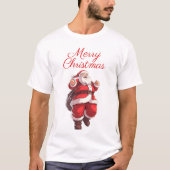 Vrolijk kerstfeest Cartoon Santa T-shirt (Voorkant)