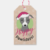 Vrolijk kerstfeest Cartoon schattige vieze hond Cadeaulabel (Voorkant)