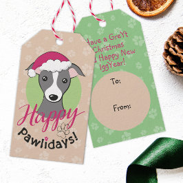 Vrolijk kerstfeest Cartoon schattige vieze hond Cadeaulabel