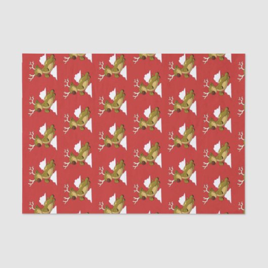 Vrolijk kerstfeest Cartoon vliegend renrendiertje Tissuepapier (Voorkant)