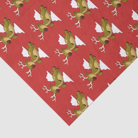 Vrolijk kerstfeest Cartoon vliegend renrendiertje Tissuepapier (Detail)
