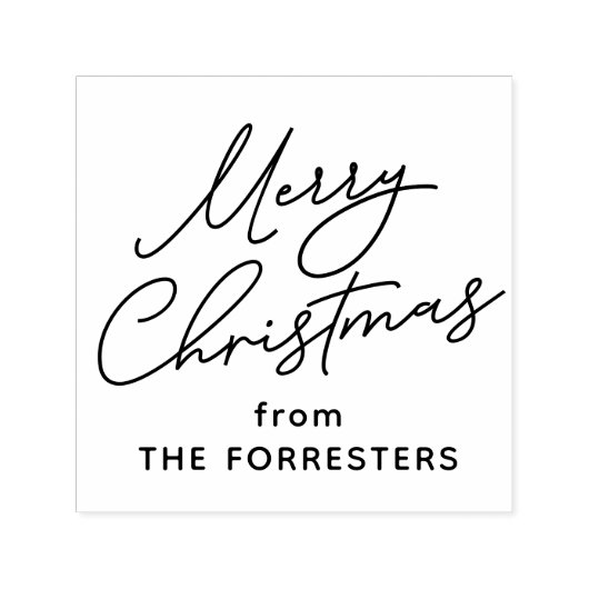 Vrolijk Kerstfeest casual script gepersonaliseerd  Zelfinktende Stempel (Design)