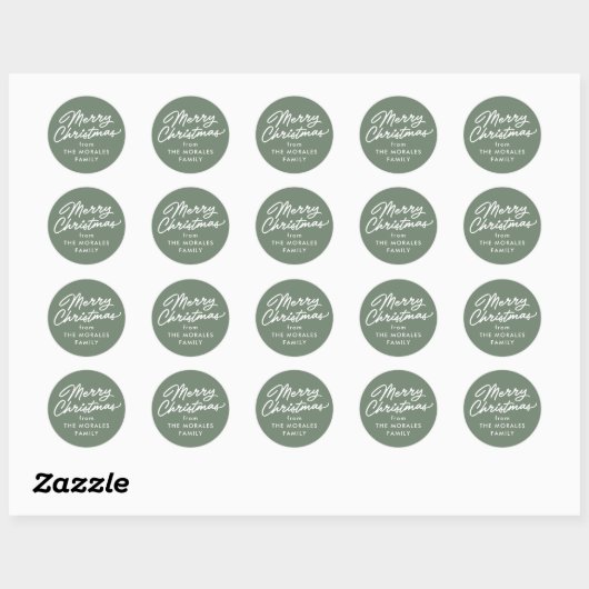 Vrolijk Kerstfeest casual script groen vakantie ca Ronde Sticker (Vel)