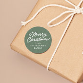 Vrolijk Kerstfeest casual script groen vakantie ca Ronde Sticker
