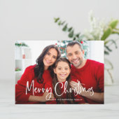 vrolijk kerstfeest | Casual script twee foto's Feestdagenkaart (Staand voorkant)