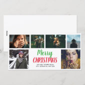 Vrolijk Kerstfeest Casual Script Zes Fotocollage Feestdagenkaart (Voorkant / Achterkant)