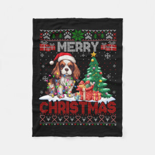 Vrolijk Kerstfeest Cavalier King Hondenliefhebbers Fleece Deken