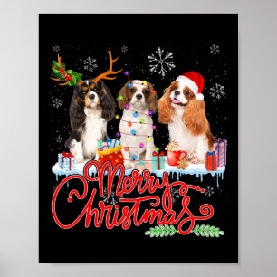Vrolijk Kerstfeest Cavalier King Santa Reindeer Li Poster