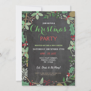 Vrolijk kerstfeest Chalk Mistletoe Xmas Uitnodigen Kaart
