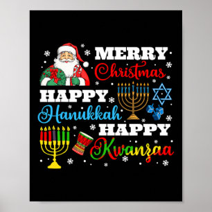 Vrolijk Kerstfeest Chanoeka Kwanzaa Joodse Afro Ho Poster