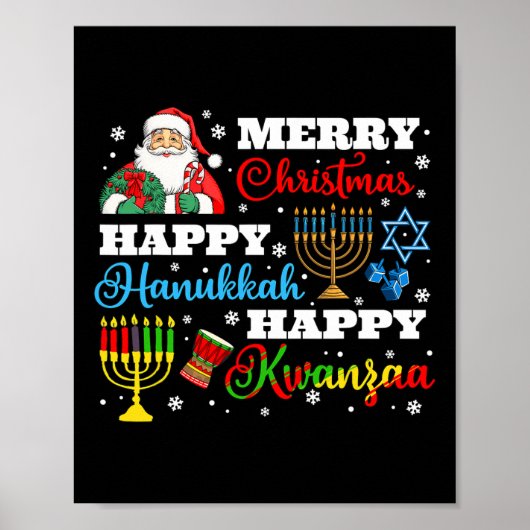 Vrolijk Kerstfeest Chanoeka Kwanzaa Joodse Afro Ho Poster (Voorkant)