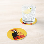 Vrolijk kerstfeest - Chat Noir Ronde Kartonnen Onderzetter (Insitu)