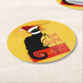 Vrolijk kerstfeest - Chat Noir Ronde Kartonnen Onderzetter (Gebogen)