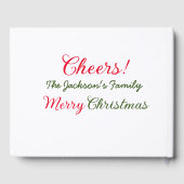 Vrolijk Kerstfeest Cheers Voeg familienaam Tekst F Gastenboek (Achterkant)