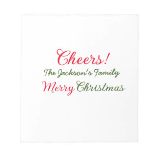 Vrolijk Kerstfeest Cheers Voeg familienaam Tekst F Notitieblok