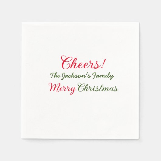 Vrolijk Kerstfeest Cheers Voeg familienaam Tekst F Servet (Voorkant)