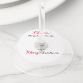 Vrolijk Kerstfeest Cheers Voeg familienaam Tekst F Wijnglaslabel (Dichtbij)