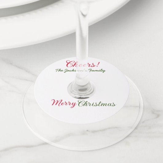 Vrolijk Kerstfeest Cheers Voeg familienaam Tekst F Wijnglaslabel (Dichtbij)
