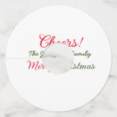 Vrolijk Kerstfeest Cheers Voeg familienaam Tekst F Wijnglaslabel (Achterkant)