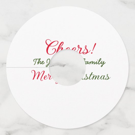 Vrolijk Kerstfeest Cheers Voeg familienaam Tekst F Wijnglaslabel (Achterkant)