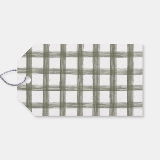 Vrolijk Kerstfeest Chic Lettering & Green Plaid Cadeaulabel (Achterkant Horizontaal)