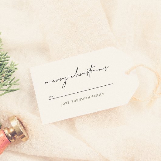 Vrolijk Kerstfeest Chic Lettering & Green Plaid Cadeaulabel