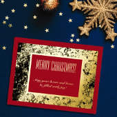 Vrolijk kerstfeest chic rood goud en zwart folie feestdagen briefkaart