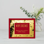 Vrolijk kerstfeest chic rood goud en zwart folie feestdagen briefkaart (Staand Voorkant)