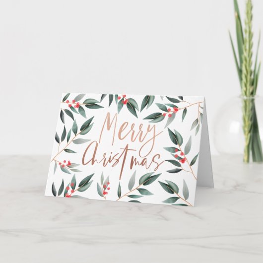 Vrolijk kerstfeest | Chic Winter Sage Foliage & Be Feestdagen Kaart (Voorkant)