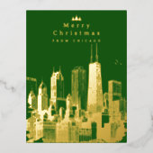Vrolijk Kerstfeest Chicago Groene Folie Post Kaart (Voorkant)