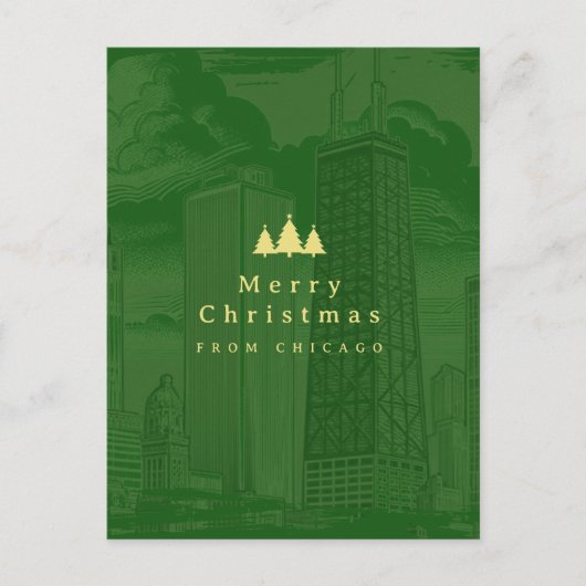 Vrolijk kerstfeest Chicago Holiday Post Kaart (Voorkant)