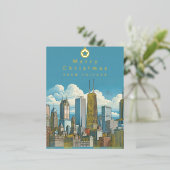 Vrolijk Kerstfeest Chicago Skyline Folie Post Kaar Folie Feestdagen Briefkaart (Staand Voorkant)