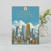 Vrolijk Kerstfeest Chicago Skyline Holiday Folie K Feestdagenkaart (Staand Voorkant)