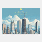 Vrolijk kerstfeest Chicago Skyline Holiday Inpakpapier Vel (Voorkant)