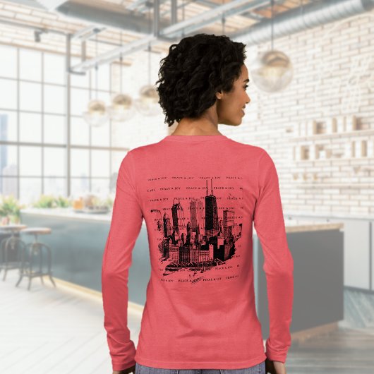 Vrolijk Kerstfeest Chicago Skyline Vakantie T-shir Tri-Blend Shirt