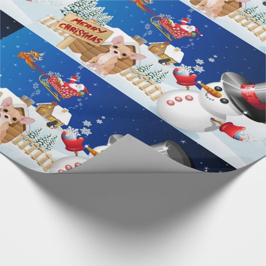 Vrolijk kerstfeest Chihuahua met Frosty Cadeaupapier (Hoek)