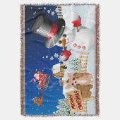 Vrolijk kerstfeest Chihuahua met Frosty Deken (Voorkant Verticaal)