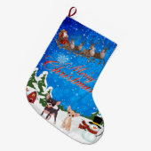 Vrolijk kerstfeest Chihuahua met kerstman Grote Kerstsok (Voorkant (Hangend))