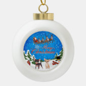 Vrolijk kerstfeest Chihuahua met kerstman Keramische Bal Ornament (Voorkant)