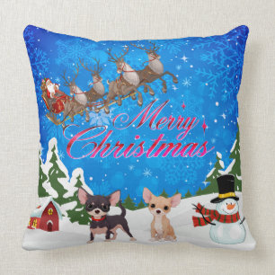 Vrolijk kerstfeest Chihuahua met kerstman Kussen