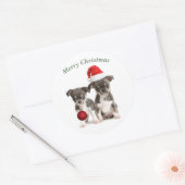 Vrolijk kerstfeest Chihuahua Puppies Ronde Sticker (Envelop)