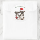 Vrolijk kerstfeest Chihuahua Puppies Ronde Sticker (Tas)