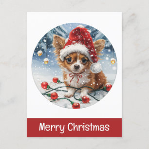 Vrolijk Kerstfeest Chihuahua Santa Dog Feestdagenkaart