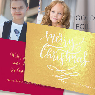 Vrolijk kerstfeest chique moderne kalligrafie scri folie kaarten