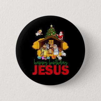 Vrolijk kerstfeest Christelijk Happy Birthday Jesu Ronde Button 5,7 Cm